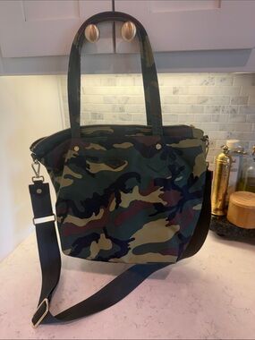 MZ Wallace Camouflage Hobo Tote in Green, Brown, Black